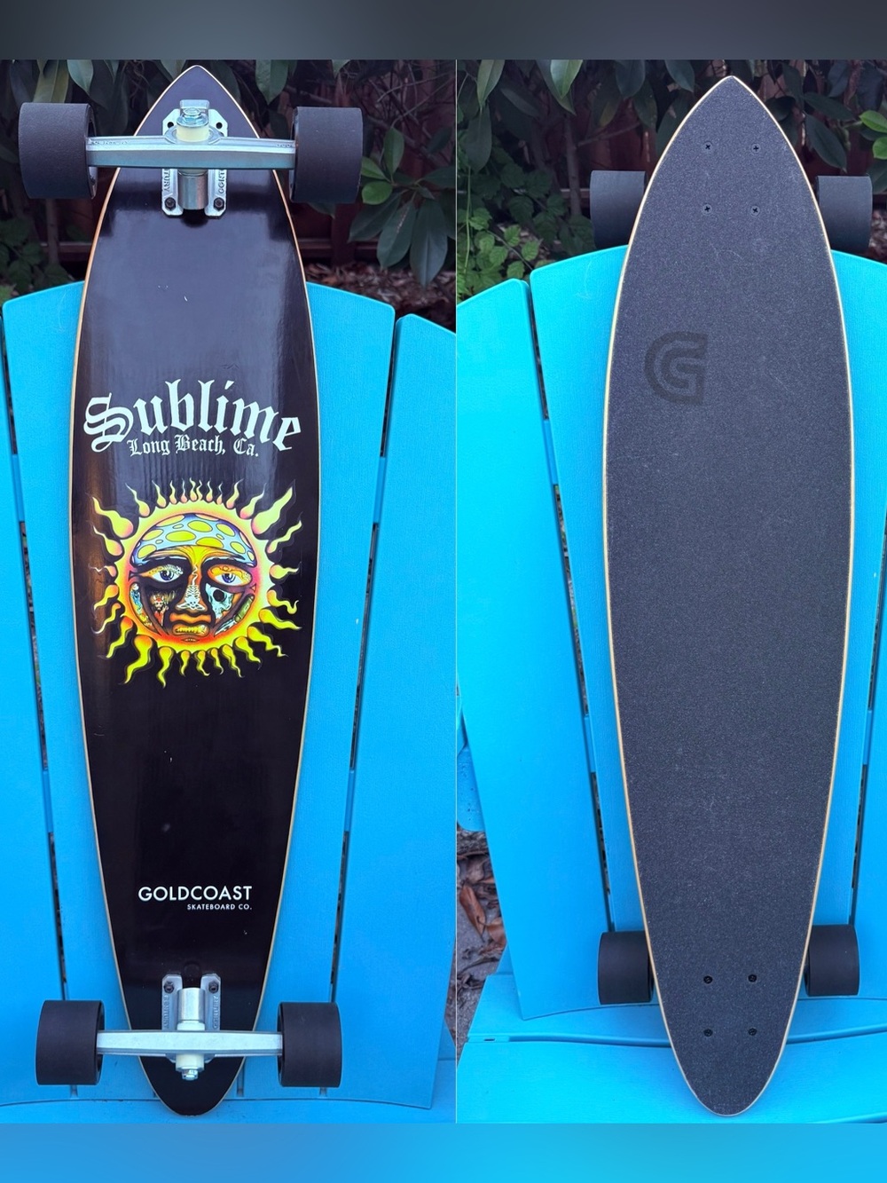 Goldcoast Skateboards Sublime Complete Skateboard Pintail Longboard 9” x 37.75"